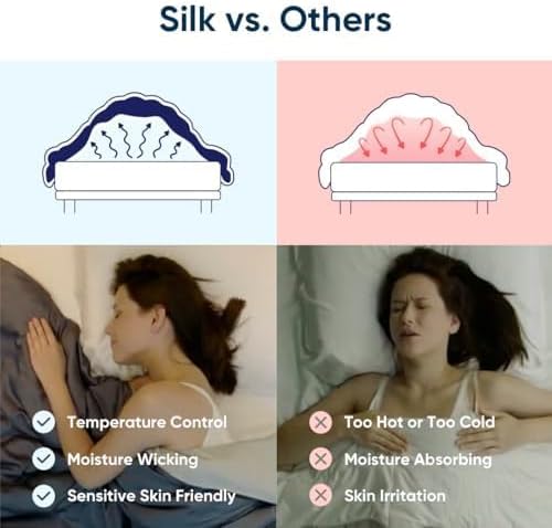 Vesta Heavyweight Silk Comforter, Overfilled Duvet Insert for Cold Sleepers & Winter, 100% Silk Fill with 100% Cotton Shell, Moisture-Wicking, Queen Size (Grey, Silk Weight: 4.2lbs)