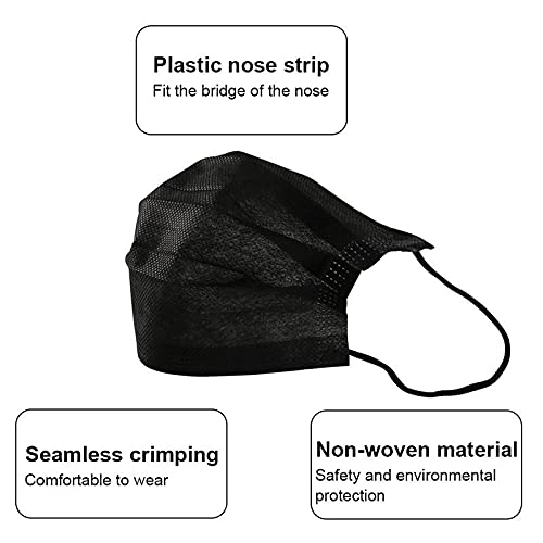 NNPCBT 1000PCS 3 ply black disposable face mask breathable face masks