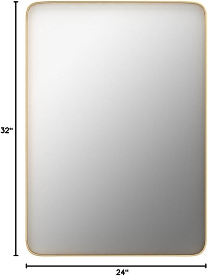 VooBang Bathroom Mirror 24x32 inch, Gold Gorgeous Deep Frame Wall Mirror, Modern Round Corner Bathroom Vanity Mirror for Bedroom, Living Room, Hanging or Leaning Horizontal or Vertical, Gold