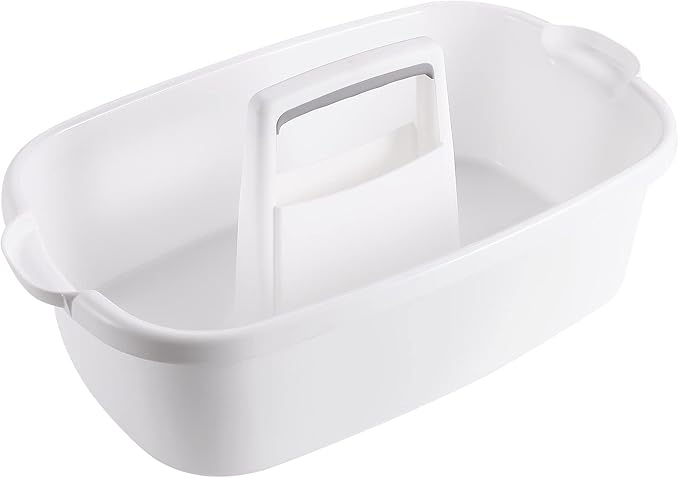 2-Pack Large White Cleaning Caddy for Cleaning Supplies with Handle - Portable Plastic Tote Organizer for Shower, Bathroom, Kitchen, Under Sink Storage
