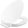 KOHLER 57777-GCF-0 Cymbal ReadyLatch Quiet-Close Soft Close Toilet Seat Elongated, Flexible CoreFlex Material, Wider Toilet Seat Surface, Home Essentials, White with Ice Grey Core Center