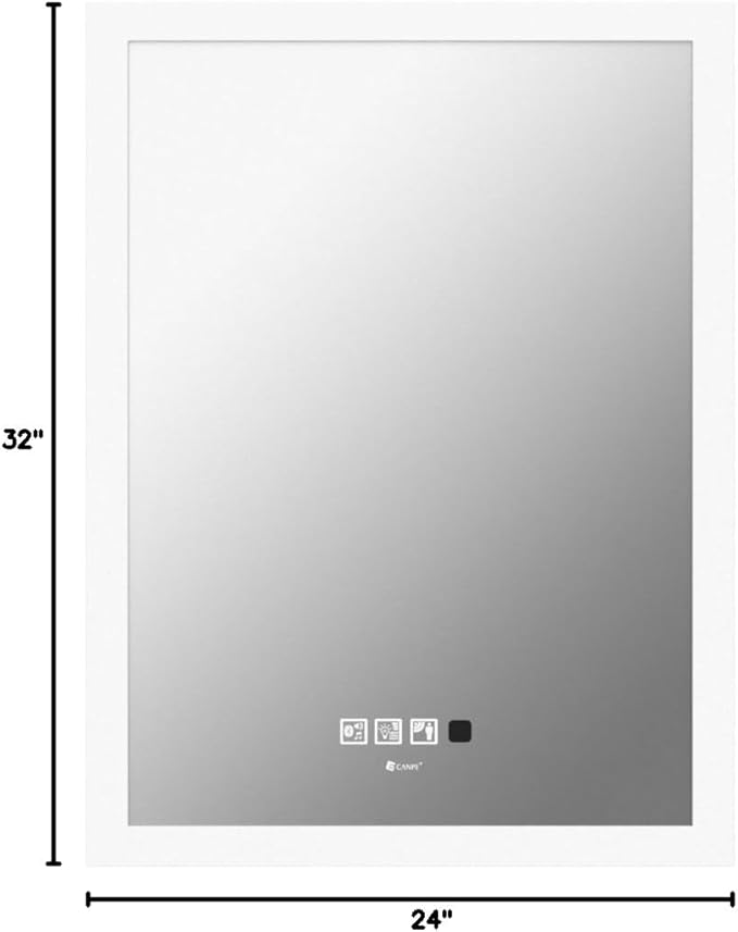 24 x 32 inch LED Bathroom Mirror with Bluetooth Speaker, Induction Switch Light Smart Vanity Mirror Wall Mounted, IP44 Waterproof Anti Fog Vertical & Horizontal