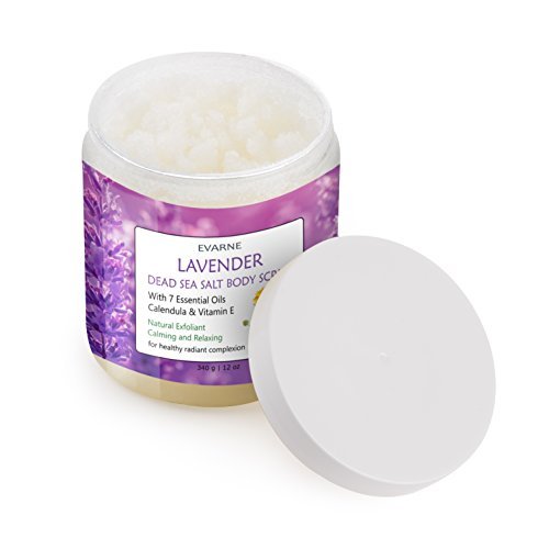 Lavender Dead Sea Salt Body Scrub with 7 Essential Oils Calendula and Vitamin E