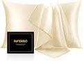 INFIIXSO Mulberry Silk Pillowcase for Hair and Skin, Silk Pillow Cases King Size with Hidden Zipper 20x40 Inches, Extraordinary Smooth and Soft Cooling Pillow Cases for Hot Sleepers(Ivory, 1 Pack)