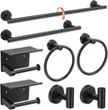 Matte Black 8-Piece Bathroom Hardware Set Stainless Steel, 24in and 16in Towel Bars Set Wall Mounted Bathroom Accessories