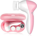 Electric Facial Cleansing Brush for Women, 3-in-1 Face Cleanser and Exfoliator Brush with 3 Brush Heads, 2 Speeds, Waterproof Spin Brush, Travel Size Case (Pink, Battery Operated)