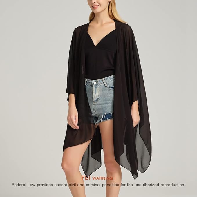Women's Bohemian Floral Chiffon Beach Cover up Swimsuit Kimono Summer Swimwear Cardigans