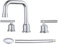 WOWOW Widespread Bathroom Faucet Chrome 8 inch Bathroom Sink Faucet Adjustable 3 Pieces Basin Faucets 360° Swivel Spout Modern Lavatory Faucet Vanity Faucets Water Supply Lines Quick Install Pipe