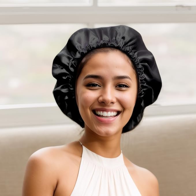 Satin Bonnet Double Layer Silk Bonnet for Sleeping Women Hair Care for Natural Curly