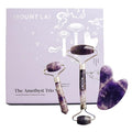 Mount Lai Amethyst Trio Calming Facial Set, Facial Roller and Amethyst Gua Sha Facial Tools Set, Guasha Tool for Face to Relieve Muscle Tension and Reduce Puffiness, Anti Aging Skin Care Sets