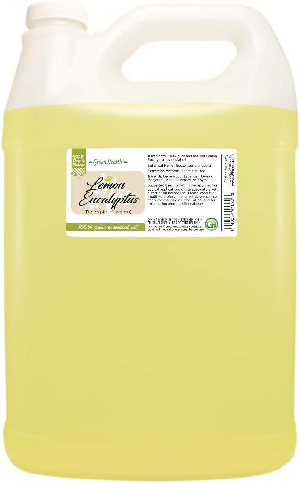 Lemon Eucalyptus Essential Oil - 128 fl oz (1 Gallon) Plastic Bottle w/Cap - 100% Pure Essential Oil by GreenHealth