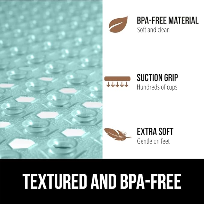 GORILLA GRIP Patented Square Shower Stall Mat, Small Bathtub Floor Mats for Stand Up Showers with Suction Cups and Drainage Holes, Machine Wash, Soft on Feet, Bathroom Accessories 21x21 Inch, Green