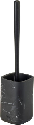 Vigar Zense Toilet Brush and Holder Set, Toilet Bowl Brush with Polyresin Stone Holder, Bathroom Sets for Bathroom Decor and Accessories, Black Marble