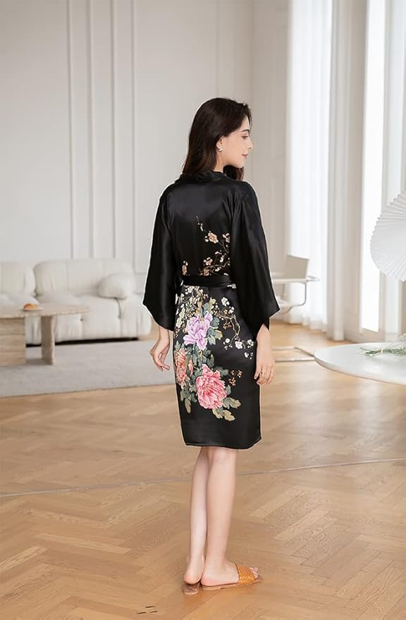 women's 100% silk kimono, short bathrobe pajamas, kimono pajamas
