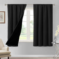 H.VERSAILTEX 100% Blackout Curtains for Bedroom 42 Inches Wide Thermal Insulated Drapes Blackout Curtains 63 Inches Long Rod Pocket Curtains with Black Liner 2 Panels Set, Jet Black