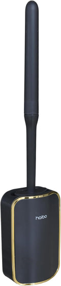 Wall Mounted Toilet Brush and Brush Holder, Curved Design Modern Toilet Cleaning Brush with Durable Bristles for Bathroom Cleaning, Black