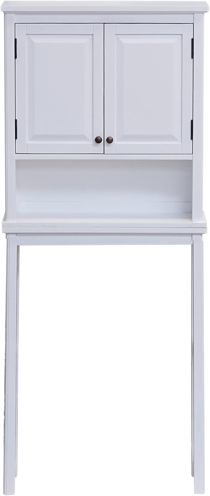 Alaterre Furniture Dorset Over-The-Toilet Storage Cabinet Set – Bathroom Organizer with Adjustable Shelf, Open Display Shelf, Zinc Hinges, and Nylon Floor Levelers (White)