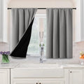 H.VERSAILTEX 100% Blackout Curtains for Bedroom Short Curtains Half Window Curtains for Kitchen, Privacy Energy Saving Curtain Tiers for Bathroom Shades, W 42 x L 36 inch, Set of 2, Dove Grey