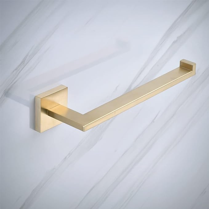 Brushed Gold Toilet Paper Holder Hand Towel Holder, SHUNLI Gold Bathroom Accessories Hardware Set 2 Pieces, Wall Mounted Towel Ring Towel Bar, SUS304 Stainless Steel