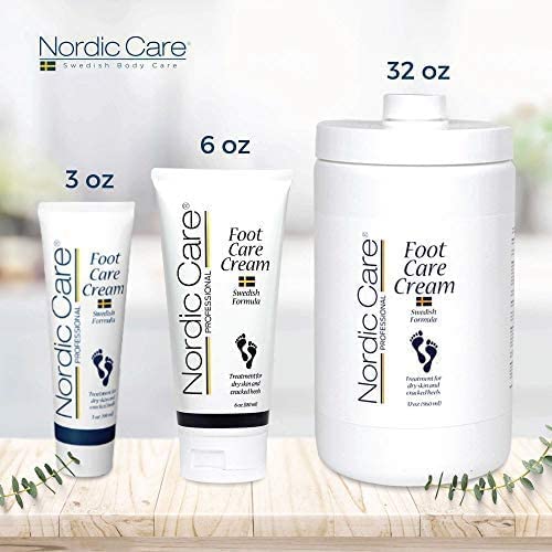 Foot Cream by Nordic Care for dry skin and cracked heels, 32oz with pump