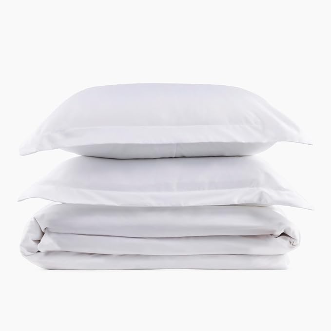 PeachSkinSheets Night Sweats: The Original 1500TC Soft King/Cali King Duvet Cover Set Classic White