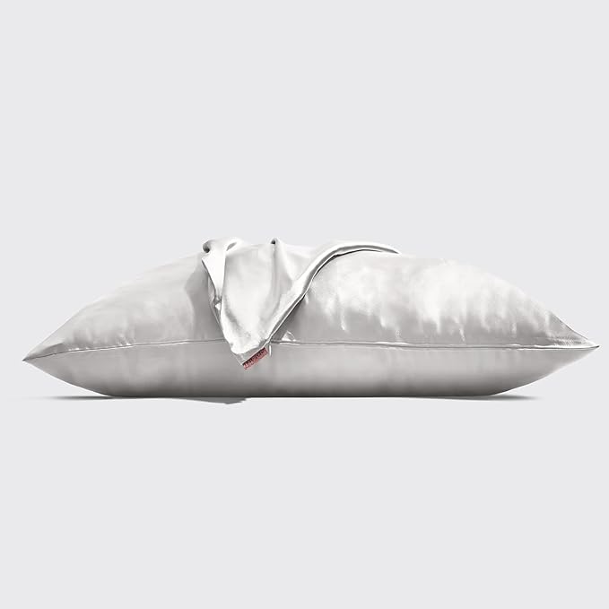 Kitsch Satin Pillowcase with Zipper for Hair & Skin, Softer Than Silk Pillow Cases Queen, Wrinkle-Free, Smooth and Cooling Satin Pillow Covers, Standard Size 19"x26", Silver