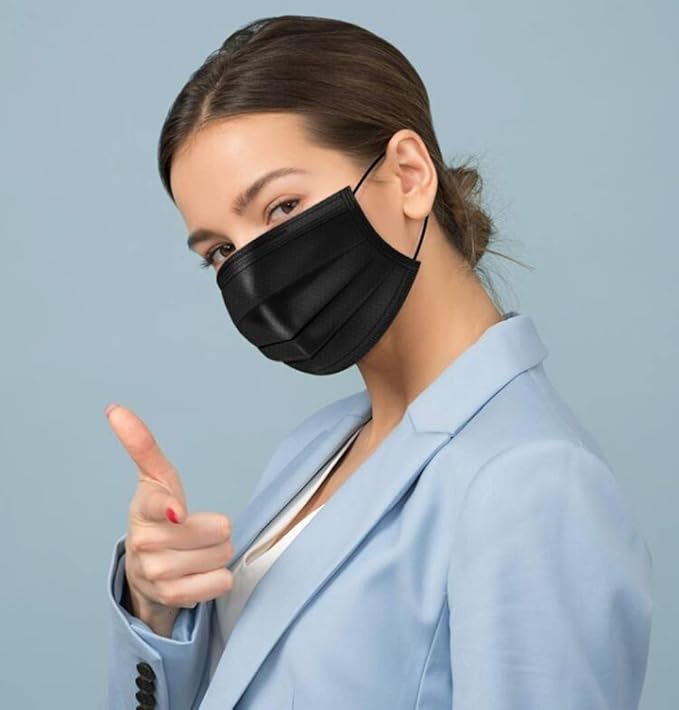NNPCBT 1000PCS 3 ply black disposable face mask breathable face masks