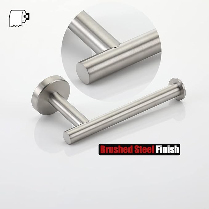 JQK Toilet Paper Holder, 5 Inch 304 Stainless Steel Thick 0.8mm Tissue Paper Dispenser for Bathroom, Hold Mega Rolls, Brushed Nickel Wall Mount, 2 Pack, TPH120-BN-P2