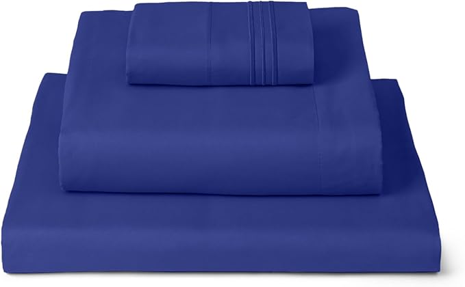 Mellanni Twin Sheets Set - 3 PC Iconic Collection Bedding - Hotel Luxury, Extra Soft, Cooling Bed Sheets - Wrinkle, Fade, Stain Resistant (Twin, Royal Blue)