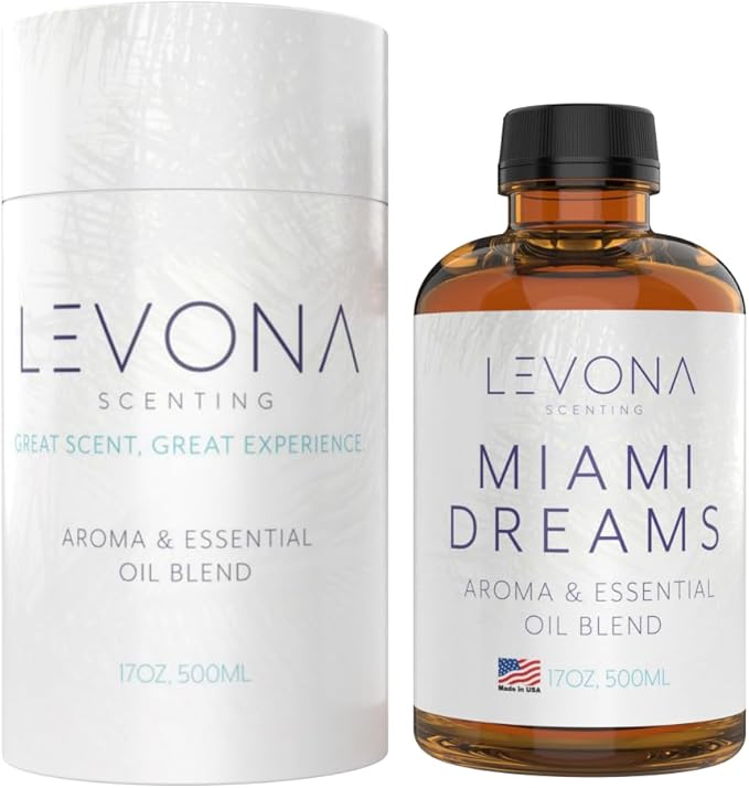 Levona Scent Essential Oils for Diffusers for Home: Miami Dreams Hotel & Home Luxury Scents Fragrance Oil - Aroma Oil with Notes of Bergamot Oil & Pine Essential Oil -500 Ml Scented Oils for Diffuser