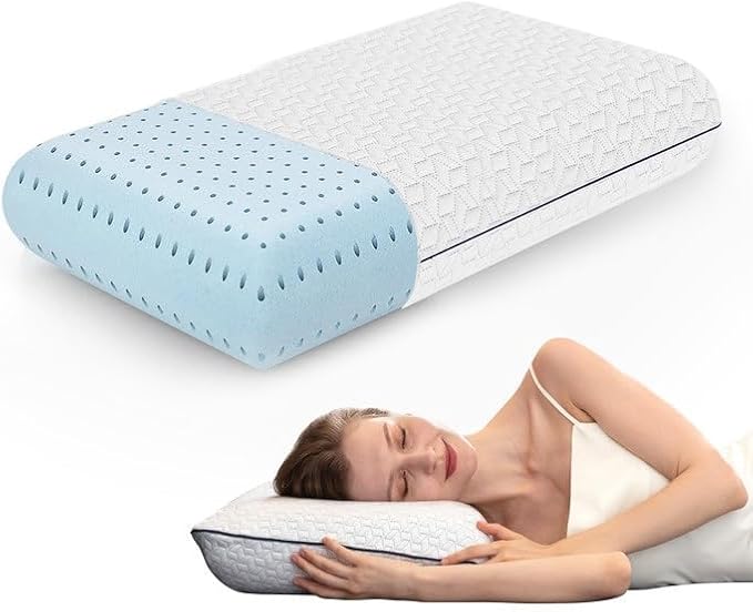 Vaverto Queen Memory Foam Pillow – Cooling Gel-Infused Firm Support for Neck and Shoulder Pain Relief, Orthopedic Design with Removable Viscose Made from Bamboo Cover – Premium Queen Size Bed Pillow
