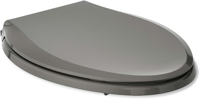 KOHLER 4636-RL-58 Cachet ReadyLatch Elongated Toilet Seat Slow Close, Soft Close Toilet Seat Quiet Lid, Contoured Grip-Tight Bumpers Installation Hardware, Aparment Essentials, Thunder Gray