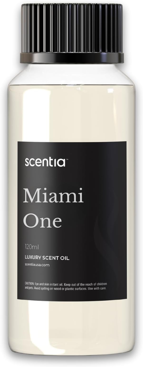 Scentia Miami One Diffuser Oil 120 ml – Aromatherapy Fragrance Oil Inspired by 1 Hotel® Miami Beach – Lemon & Sandalwood Essential Oil Blend for Diffusers – Made in USA – Holiday & Christmas Gift