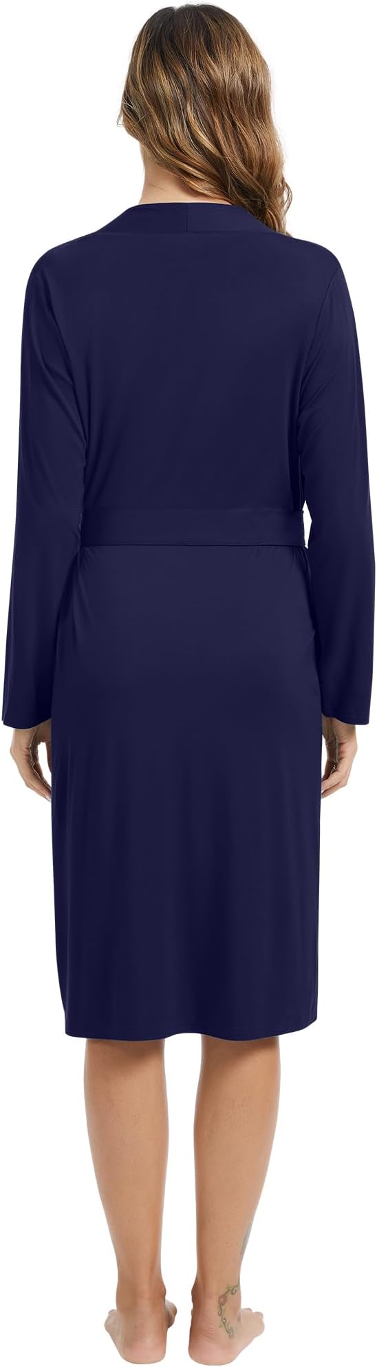 WiWi Women's Robe Long Sleeve Bathrobe with Pockets Soft Kimono Spa Lightweight Robes Bamboo Viscose Loungewear S-XXL
