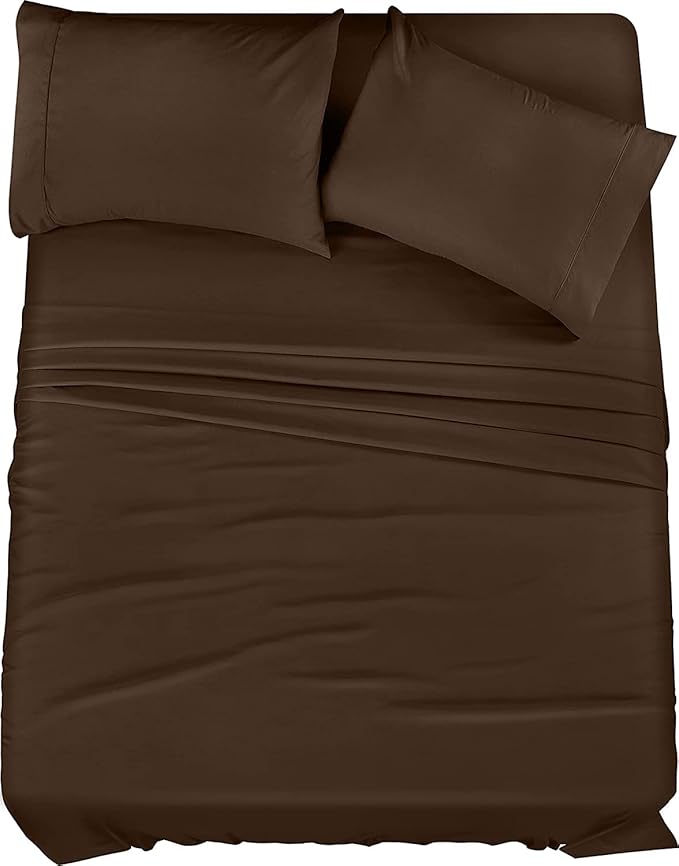 Utopia Bedding Full Sheet Set – 4 Piece Bed Sheets for Full Size Bed, Soft and Breathable Microfiber, Includes 1 Fitted Sheet, 1 Flat Sheet and 2 Pillowcases (Brown)