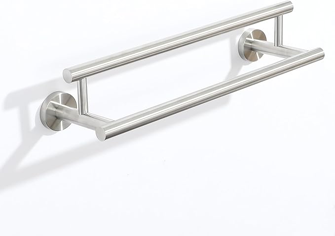 Alise Double Bath Towel Bars,12 Inch Towel Racks for Bathroom Wall Mount,SUS304 Stainless Steel Towel Holder,Space-Saving Towel Hanger,Modern Decor Towel Rod,Brushed Nickel Towel Rail,GYT6902-300-LS
