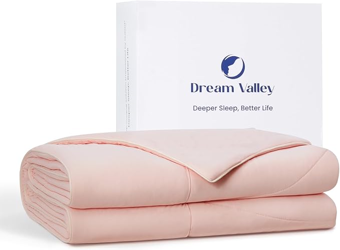 Dream Valley® Outlast® Cooling Comforter, Full/Queen, Blanket for Hot Sleepers, All Season Bedding to Keep Cool for Night Sweats, Breathable Lightweight Blanket, 90"x90" Inches,Pink Blush