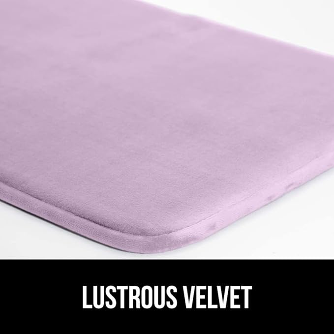 GORILLA GRIP Memory Foam Bath Mat, Soft Absorbent Velvet Bathroom Mats, Durable Dots on Underside, Machine Washable Bathmat, Carpet Rug Room Decor for Shower Tub Floor RV, 30x20 Rugs, Purple