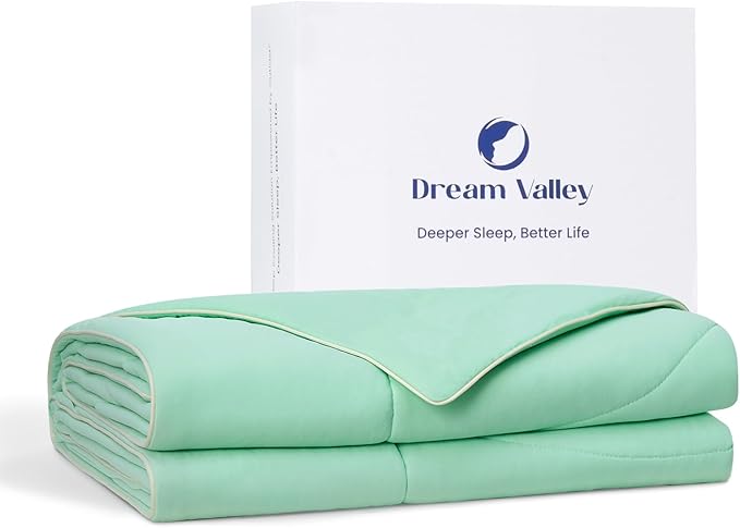 Dream Valley® Outlast® Deepsleep Cooling Comforter, Twin Size, NASA-Grade Space Technology Cooling Blanket for Hot Sleepers Night Sweats, Q-Max > 0.45 Aerocool™ Breathable, Mint Macaron, 68"x90"