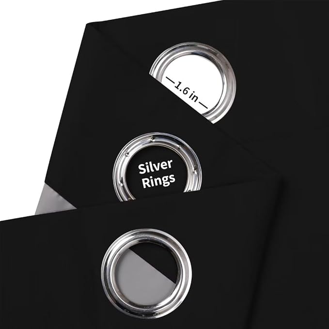 Joydeco Black Blackout Curtains 120 Inches Long, Extra Long Black Out Curtains 108 Inch Long for Living Room Bedroom, Total Room Darkening Drapes for Windows with Grommets