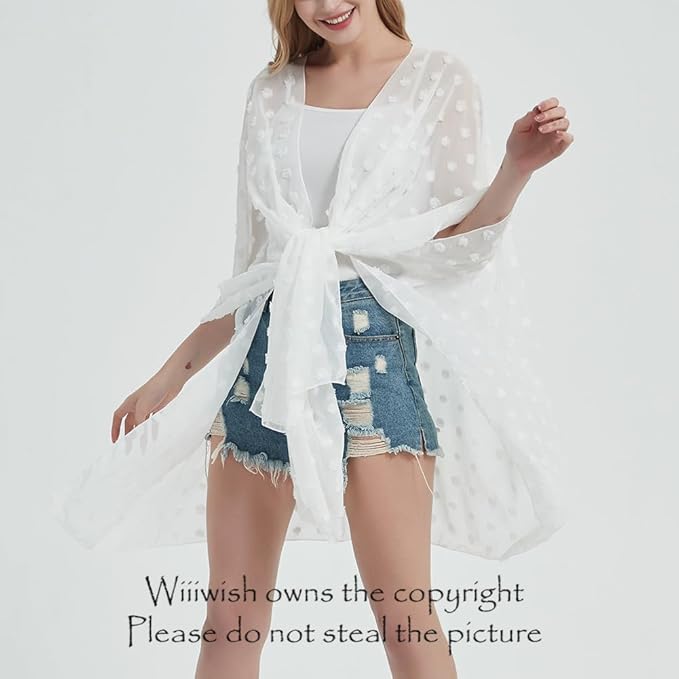 Women's Bohemian Floral Chiffon Beach Cover up Swimsuit Kimono Summer Swimwear Cardigans