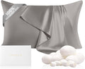 THXSILK 100% Mulberry Silk Pillowcase, 22 Momme Mulberry Silk Pillow Cover with Conceded Zipper, Soft Breathable Smooth, Silk King Pillow Case (Grey)