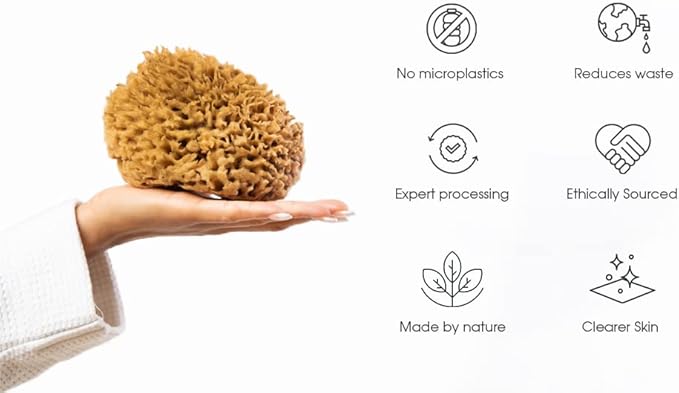 Naroa Soft Natural Sponge Large | Gentle Sea Loofah for Bathing Smooth Skin | Unbleached Shower Body Scrubber Puff | Bath & Spa (L)