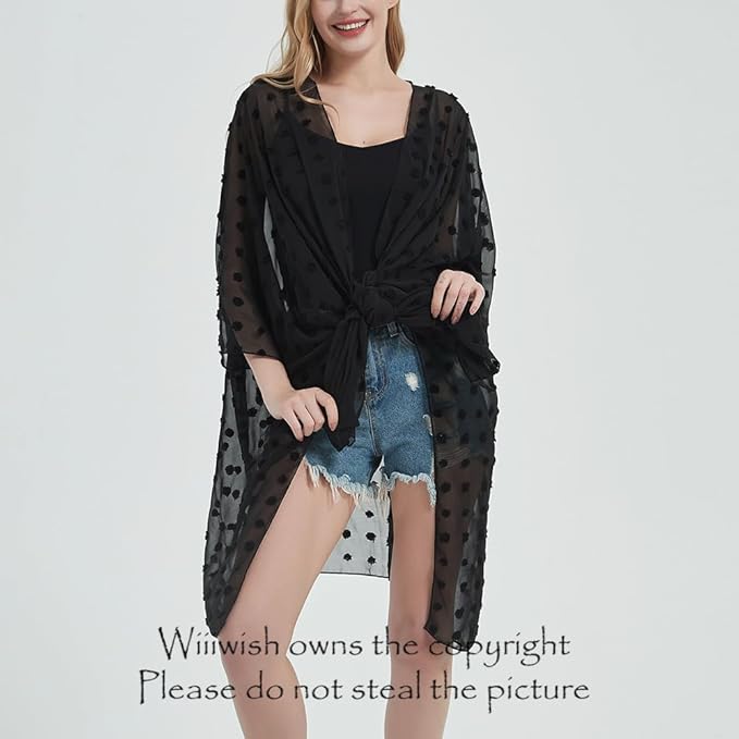 Women's Bohemian Floral Chiffon Beach Cover up Swimsuit Kimono Summer Swimwear Cardigans