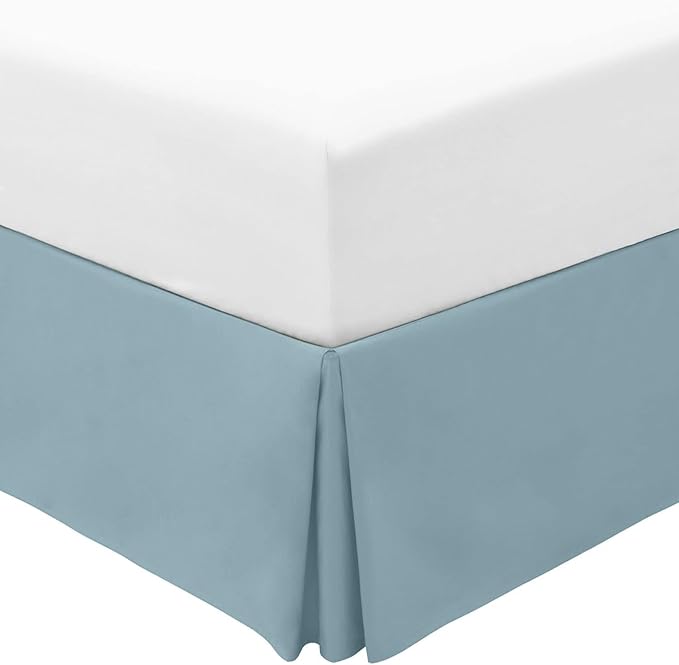 Mellanni Bed Skirt Twin Size - Bed Skirting - 15-Inch Tailored Drop Pleated Dust Ruffle - Hotel Luxury Bedding - Wrinkle, Fade, Stain Resistant - 1 Bedskirt (Twin, Spa Blue)
