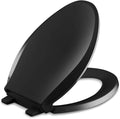 KOHLER K-4636-7 Cachet Elongated, Grip-Tight Bumpers, Quiet-Close Release Hinges, Quick-Attach Hardware, No Slam Toilet Seat, Black