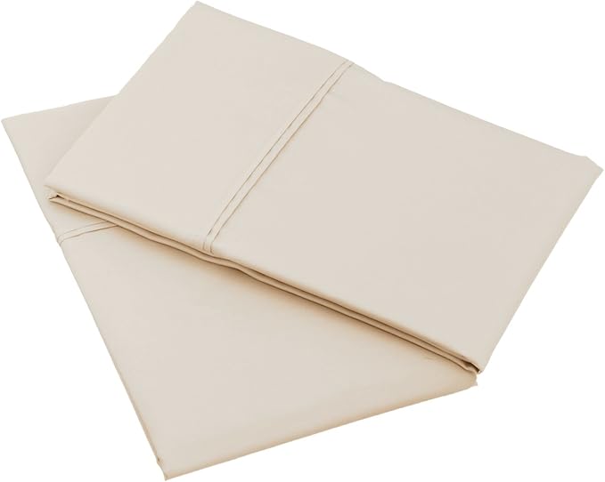Amazon Basics 400 Thread Count Cotton Pillow Case, King, Set of 2, Beige, 40" L x 20" W, Pillows Not Included