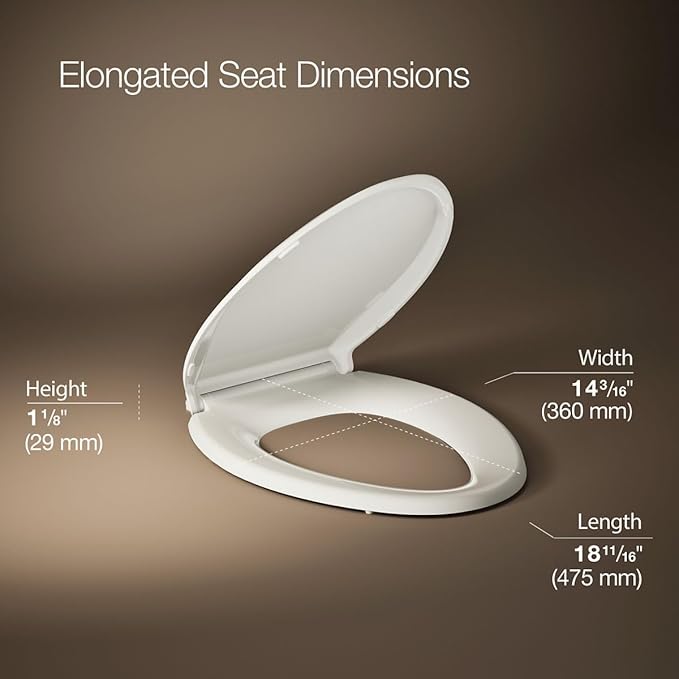 KOHLER CACHET® Nightlight Soft Close Toilet Seat Elongated, ReadyLatch®, Grip-Tight Hardware, Biscuit