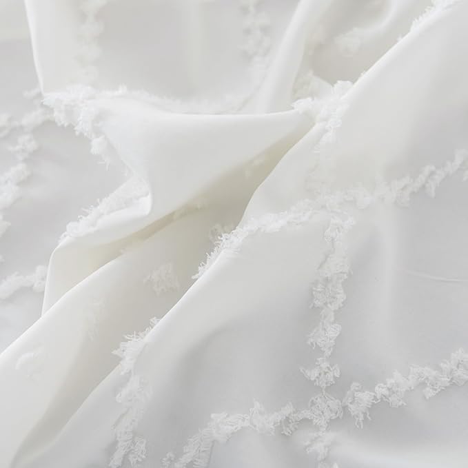 Bed Skirt King Size Ruffled Bed Skirt with Split Corners, 16 Inch Drop Dust Ruffle Bed Skirts with Platform, Boho Tufted Shabby Chic King Size Bed Skirts, Ivory