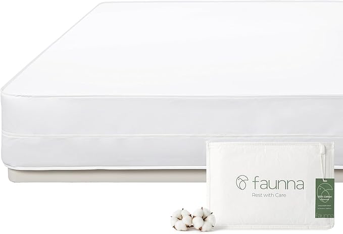 FAUNNA Zippered Mattress Encasement, 100% Cotton Bed Bug and Dust Mite Proof Mattress Protector, Hypoallergenic, Antibacterial Protection, Noiseless Zipper, Six-Sided Cover (Twin XL 12" Deep)